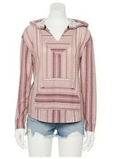 NWT WallFlower Zinfandel Baja Stripe Lightweight Knit Hoodie Junior's Size L