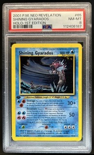 2001 Pokemon Neo Revelation 1a edizione Shining Gyarados Holo #65/64 PSA 8