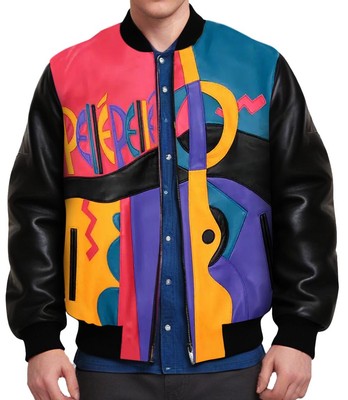 Pelle Pelle Men's LEATHER PICASSO PLUSH Jacket BLACK MULTI All Sizes