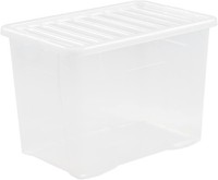 Whatmore Crystal 80L Storage Box & Lid Clear 11315 Tough Plastic White New