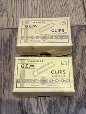 Vintage 2 Boxes Oakville Gem Paper Clips No 3