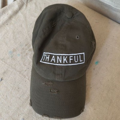Men's Adjustable Dark Olive Green  ''Thankful'' Cap From KBETHOS