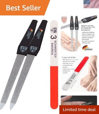Sapphire Metal Nail File Set 2 Pieces with 1 PIECE 3-Way Nail Buffer   Nail C...