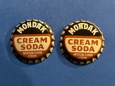 Lot of 2 Vintage Mondak Cream Soda Pop Glass Bottle Cap Cork Top