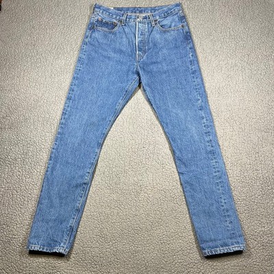 Levis Premium 501 Skinny Jeans Mens 28 Blue Medium Wash Big E Button Fly Poland