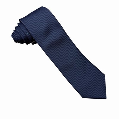 Giraffe NEW Men's Skinny Tie Spiral Waves Rowing Navy Blue Silk Japan 2 7/8'' 57''