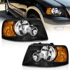Pair Headlights For 2003-2006 Ford Expedition Black Housing Headlamps Leftright