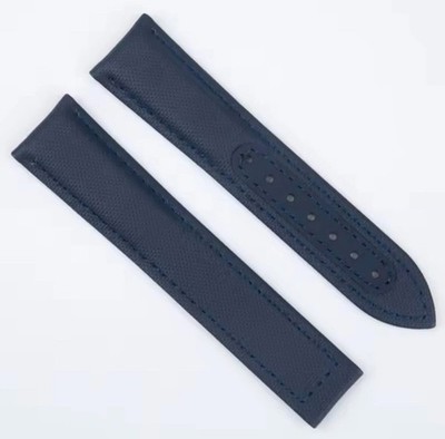 Loopless Sailcloth Navy Blue Watch Strap Deployant Clasp Nylon Canvas 19 mm