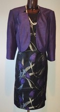 Jacques Vert purple black silver dress/jacket Mother of the Bride suit 20