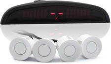 4 Parking Sensor Kit LED Display View Reverse Backup Radar System White