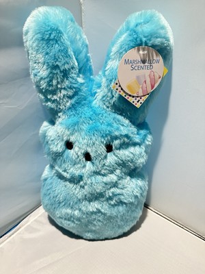 PEEPS Fuzzy Blue Plush Stuffed Bunny 15'' Easter 2023 Marshmallow Scent New