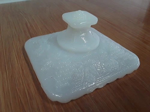 Vtg Anchor Hocking White Milk Glass Square footed Candy Dish (LID ONLY)