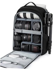 Camera Bag, DSLR SLR Camera Backpack Fits up to 15.6" Laptop, Large Black