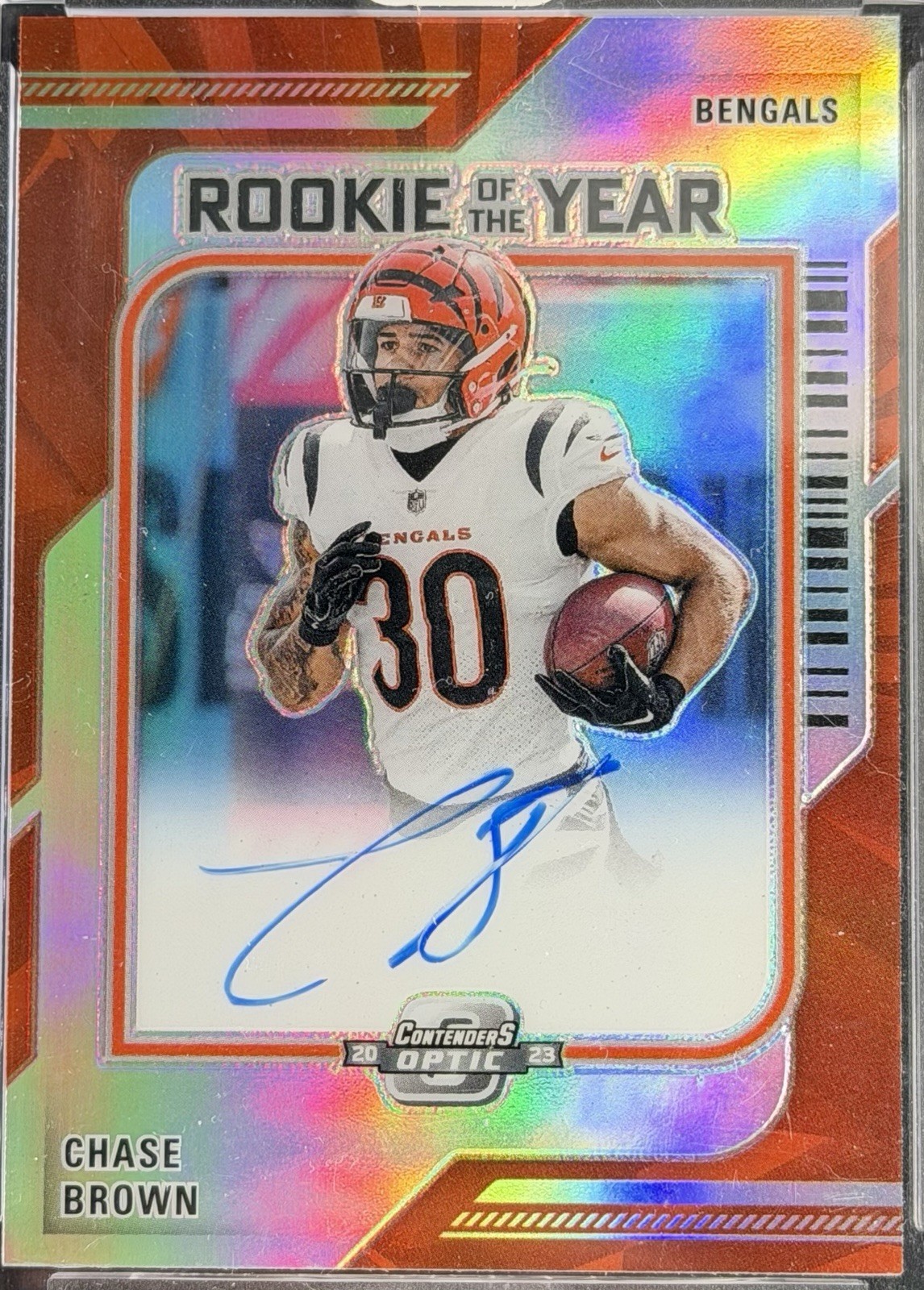 Chase Brown Optic Rookie Of The Year Auto /99 - 2023 Contenders Optic Football