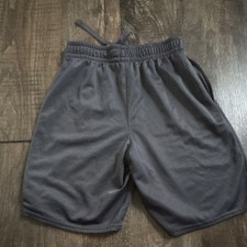 Athletic Works Boys L/G Mesh Shorts Gray 100 Recycled Polyester Drawstring