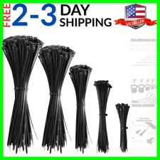 Cable Zip Ties 600 Pack BLACK Assorted Sizes 4 6 8 10 12 inch Multi-Purpose S...