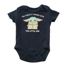 Star Wars Baby Bodysuit Size 0-3 Mo. Grogu The Child Baby Yoda Black Snap Bottom