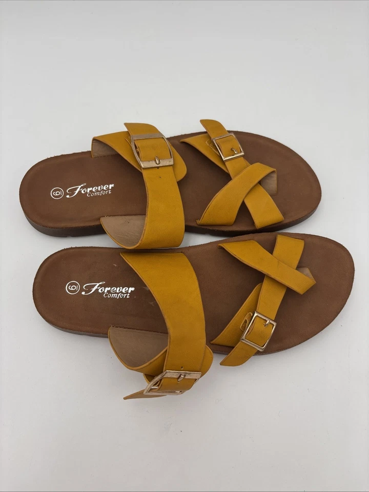 Forever Comfort Yellow Flip Flops Made In China Size 6 - Image 4 of 4