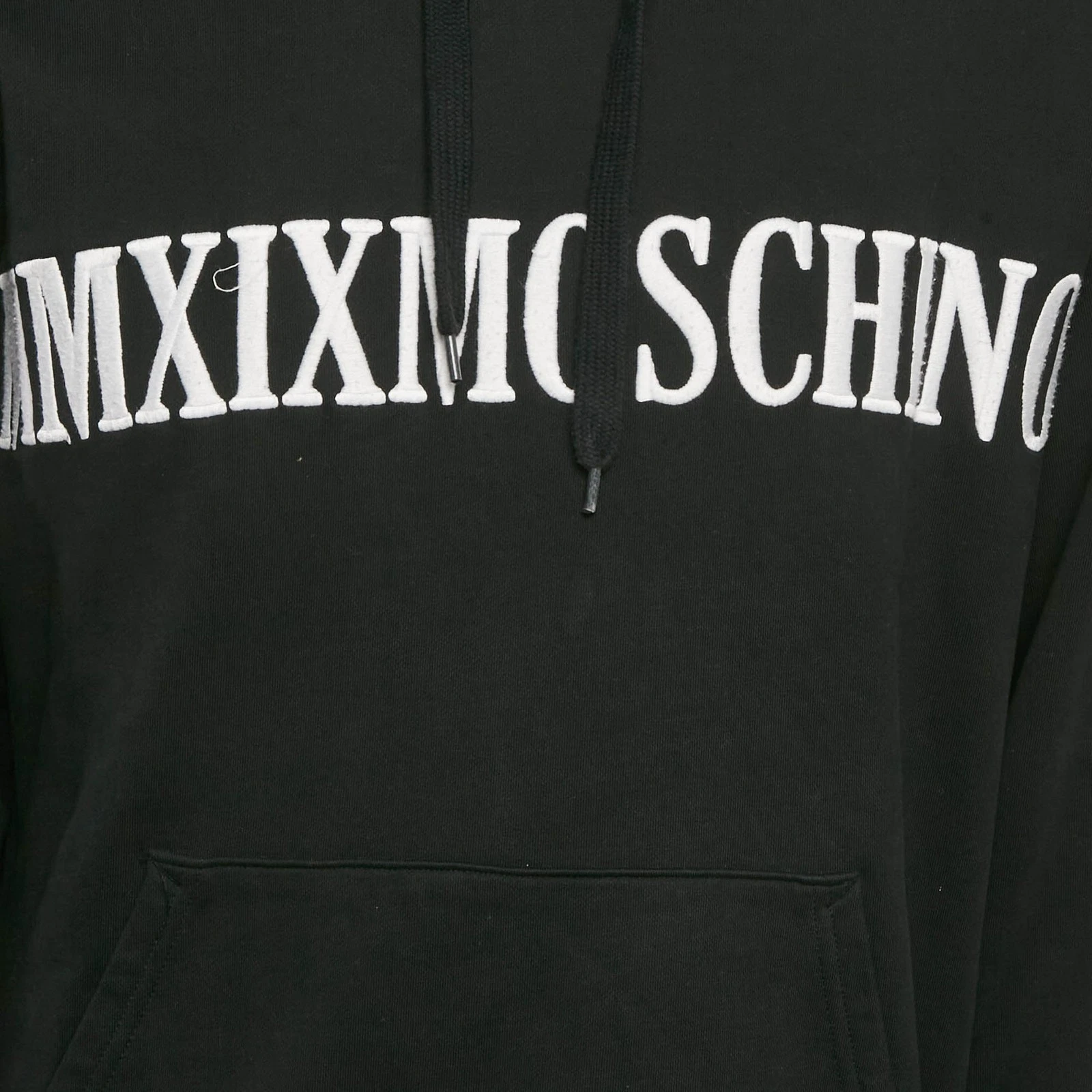 Felpa con cappuccio Moschino Couture nera in cotone ricamato M