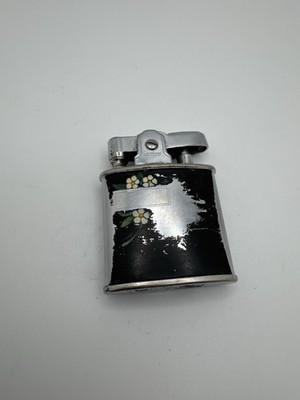 Vintage Ronson Varaflame Floral Enamel Butane Lighter Untested Patina