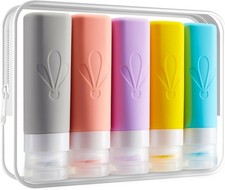 TSA Approved 90ml Travel Bottles, Leak-Proof Silicone, BPA-Free with Labels