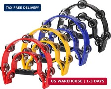 4 Pack Tambourine for Adults, Handheld Tambourine with Metal Jingles, Tamborines