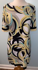 Madison Leigh Women’s Sz 8 Geometric Print Sheath Short Sleeve Stretch Dress