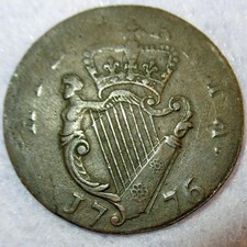 Magic Key Date 1776 Colonial Irish Halfpenny date Independence! Certificate Auth