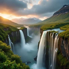 Digital Image Picture Wallpaper Background Waterfall Cloudy Sky Nature