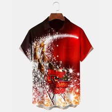 Christmas Mens Santa Claus Starburst Print Chest Hawaiian Shirt