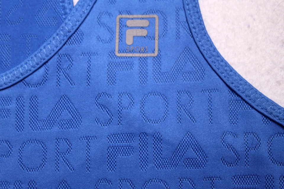 FILA ACTIVEWEAR REGATA FEMININA TAMANHO XL azul claro logotipo em relevo racerback - Imagem 4 de 4