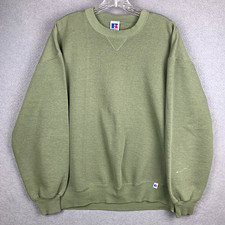 Vintage 90s Russell Athletic Crewneck Sweatshirt Olive Green Mens XL Made in USA