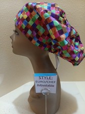 Blocks Stacked Women's Euro/Chef Surgical Scrub Hat/Cap Handmade