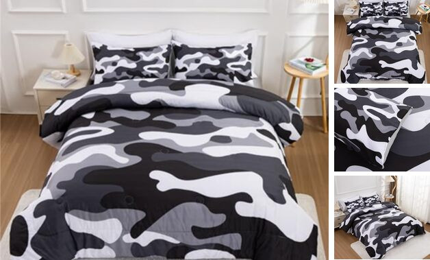 Camouflage Bedding Set, Colorful Pattern Style Comforter Set, 3 PCS One