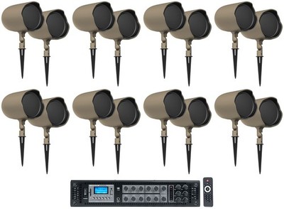 (16) JBL GSF6-TN 6.5'' Landscape Ground Stake/Wall 70v Commercial Speakers+Amp