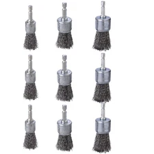 9 Pcs Wire Brush Wheel for Drill, Wire Brush for Drill 1-Inch Crimped End Wire