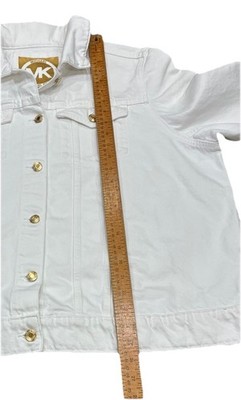 Michael Kors Women's Denim Jean Jacket White With Gold Buttons