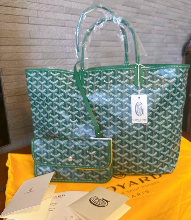 GOYARD Saint Louis PM Tote Bag Pouch Green Shopping Purse Woman