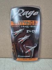 Rage Hypodermic 100 Grain Trypan No Collar Crossbow Broadhead 3-Pack 2+cut