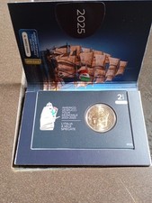 ITALIA 2025 NAVE AMERIGO VESPUCCI TOUR MONDIALE COINCARD MONETA 2 EURO NUOVA FDC