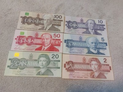 カナダ　$100 一枚 Old Canada 1986 2 5 10 20 50 100 Dollar Set Birds of Canada