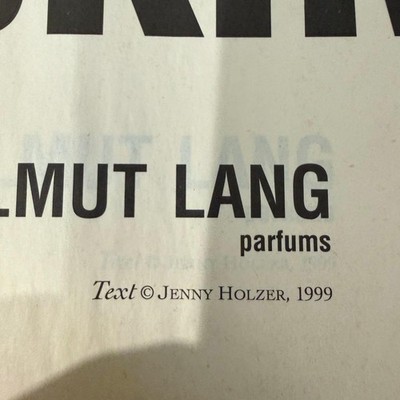 Helmut Lang Jenny Holzer 2000 Art Newspaper Poster Fragrance