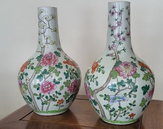 A pair of 19th C. chinese famille rose vases