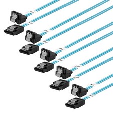 5 PCS SATAIII Cable 0.5M Thin 90Degree RightAngle 6 Gbps Blue 1.6FT
