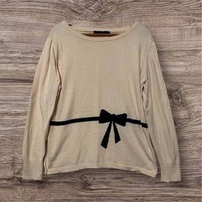 The Limited Light Pink Black Bow Sweater Long Sleeve Knit Top Size XL