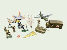 VINTAGE Lot Military Airplane Toys Metal And Plastic US ARMY PLANE TLC Mixed Lot