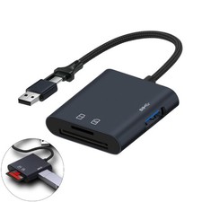 USB3.0 Card Reader with Double USB A and USB C for Cards Fast Speed