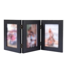 For Desktop Display 3 Folding Picture Frame with Hinges Wood Grain Style