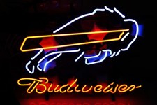 Buffalo Bills Man Cave Beer 20"x16" Neon Sign Lamp Light Bar Real Glass Gift Pub
