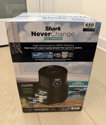 Shark NeverChange Portable Air Purifier Black HEPA 650 sq ft Odor Neutralizer